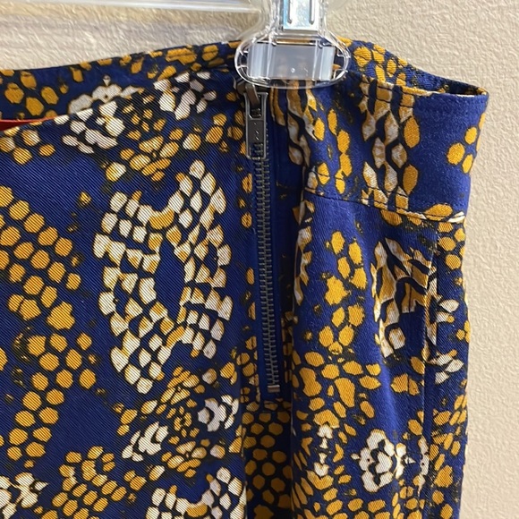 Cartonnier Anthropologie Collete Sampa wide crop pants snakeskin blue yellow 8 - Picture 5 of 17